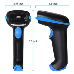 WoneNice Barcode Scanner Wireless 2-in-1 (2.4Ghz Wireless+USB 2.0 Wired) Handheld Bar Code Scanner Reader with USB Receiver for Store, Supermarket, Warehouse