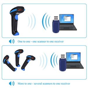 WoneNice Barcode Scanner Wireless 2-in-1 (2.4Ghz Wireless+USB 2.0 Wired) Handheld Bar Code Scanner Reader with USB Receiver for Store, Supermarket, Warehouse