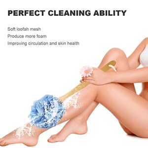 RASDDER Loofah on a Stick, Loofah Back Scrubber for Shower, Bath Sponge with Handle, PE Soft Mesh Luffas, Exfoliating Luffa for Men and Women