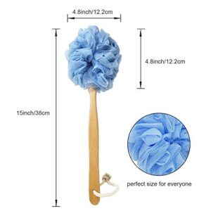 RASDDER Loofah on a Stick, Loofah Back Scrubber for Shower, Bath Sponge with Handle, PE Soft Mesh Luffas, Exfoliating Luffa for Men and Women