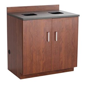 safco products 1704mh modular hospitality breakroom base cabinet, waste management, 2 door compartment, mahogany base/rustic slate top