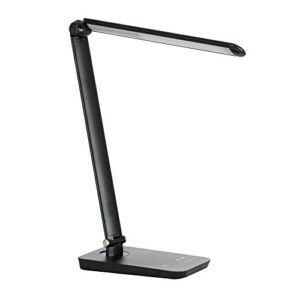safco products 1001bl vamp led modern abs desk lamp with usb port and dimmer switch, black