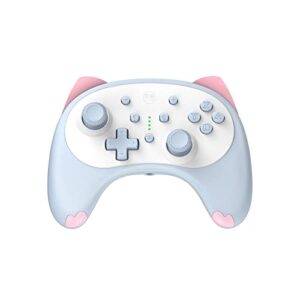 iine cute switch controller, bluetooth cartoon kitten nintendo switch controllers wireless, kawaii light switch gaming pc controller with turbo/double vibration function