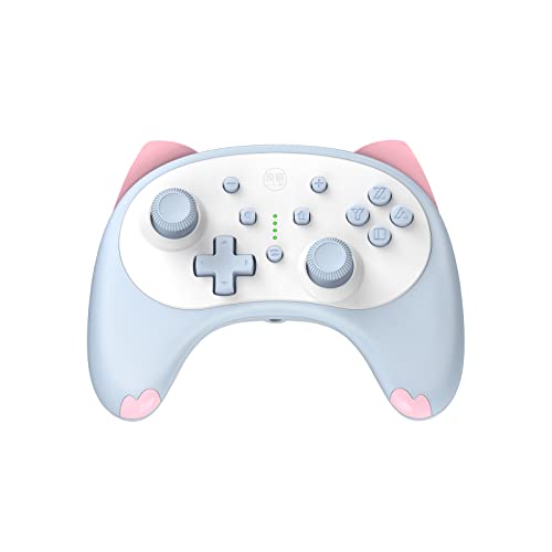 IINE Cute Switch Controller, Bluetooth Cartoon Kitten Nintendo Switch Controllers Wireless, Kawaii Light Switch Gaming PC Controller with TURBO/Double Vibration Function