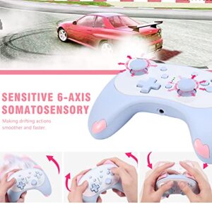 IINE Cute Switch Controller, Bluetooth Cartoon Kitten Nintendo Switch Controllers Wireless, Kawaii Light Switch Gaming PC Controller with TURBO/Double Vibration Function