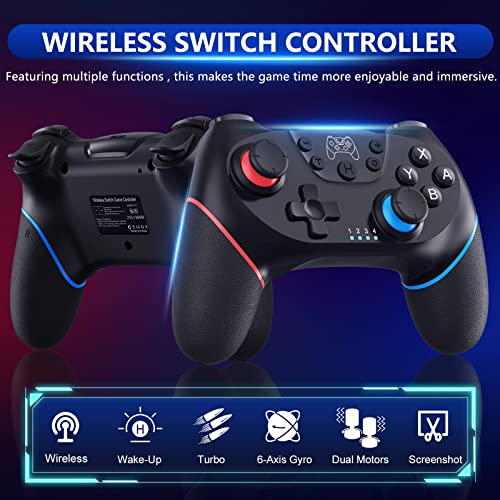 CuleedTec Wireless Switch Controller, Switch Pro Controller Compatible with Nintendo Switch/Lite/OLED, Switch Remote Gamepad with 6-Axis Gyro, Dual Motors, Wake-up and Turbo Function - 2023 New Version