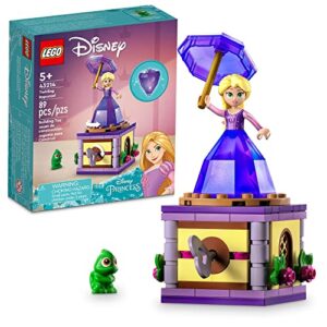 lego disney princess twirling rapunzel 43214, buildable toy with diamond dress mini-doll and pascal the chameleon figure, collectible toys for girls & boys