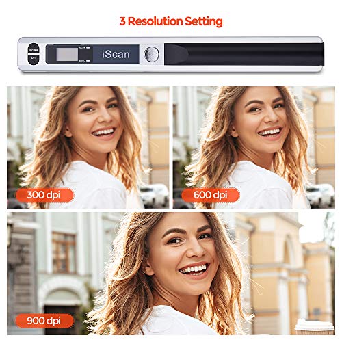 MUNBYN Portable Scanner, Photo Scanner for A4 Documents Pictures Pages Texts in 900 Dpi, Flat Scanning, Include 16G SD Card, No Driver