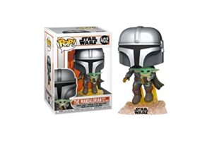 funko pop! star wars: the mandalorian - mandalorian flying with the child grey