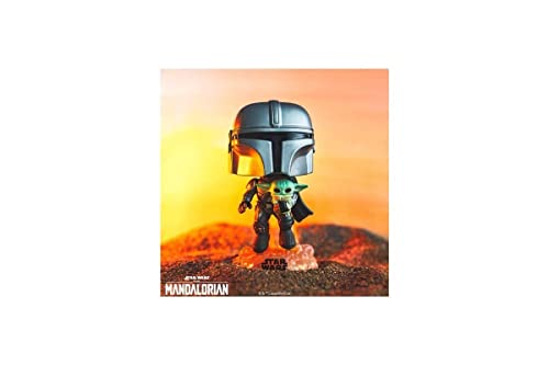 Funko Pop! Star Wars: The Mandalorian - Mandalorian Flying with The Child Grey