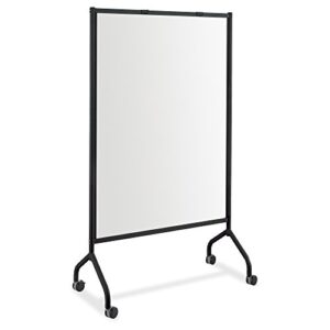 safco products impromptu full whiteboard screen 8511bl, black, 42"w x 72"h, double-sided magnetic dry erase board, commercial-grade steel frame, swivel wheels, accessory shelf