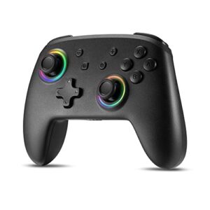 switch pro controller compatible with switch/swith oled/switch lite, wireless switch controller with 7 led colors/ motion control/dual vibration/turbo