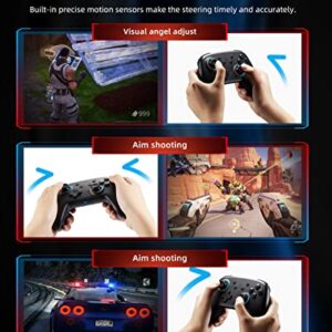 Switch Pro Controller Compatible with Switch/Swith OLED/Switch Lite, Wireless Switch Controller with 7 LED Colors/ Motion Control/Dual Vibration/Turbo