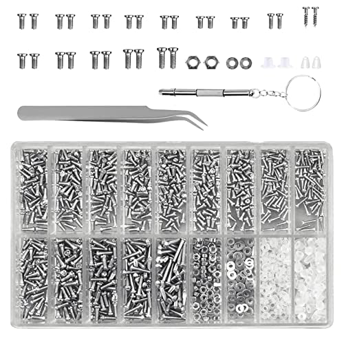 1000 Pieces Eyeglasses Repair Kit Include Nose Pads Micro Screwdriver Screws Nut Washer Eye Glass Repairing Tool for Eyewear Spectacles