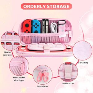 RHOTALL Carrying Case for Nintendo Switch Lite, Cute Case Cover Accessories Bundle for Switch Lite with TPU Protective Shell, Adjustable Shoulder Strap, Screen Protector and 2 Thumb Caps - Unicorn