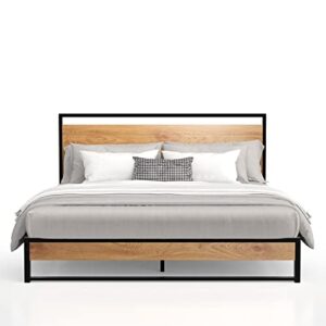 nazhura metal queen size platform bed frame with wood headboard/footboard (queen (u.s. standard))