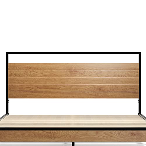 Nazhura Metal Queen Size Platform Bed Frame with Wood Headboard/Footboard (Queen (U.S. Standard))
