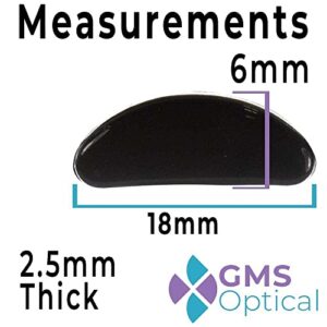 GMS Optical® 2.5mm Anti-Slip Adhesive Contoured Soft Silicone Nose Pads with Super Sticky Backing for Glasses, Sunglasses, and Eye Wear - 5 Pair (Black)