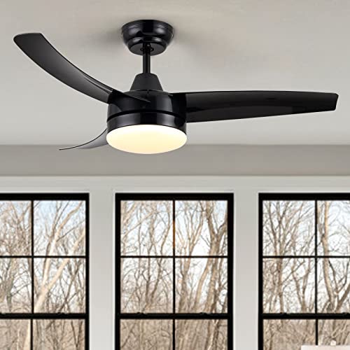 Wellspeed Ceiling Fans with Lights, Black Ceiling Fan, 42 Inch Modern Ceiling Fan with Remote Control，Adjustable Light and Dark， for Bedroom, Living Room, Patios