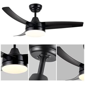 Wellspeed Ceiling Fans with Lights, Black Ceiling Fan, 42 Inch Modern Ceiling Fan with Remote Control，Adjustable Light and Dark， for Bedroom, Living Room, Patios