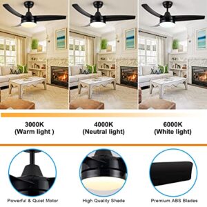 Wellspeed Ceiling Fans with Lights, Black Ceiling Fan, 42 Inch Modern Ceiling Fan with Remote Control，Adjustable Light and Dark， for Bedroom, Living Room, Patios