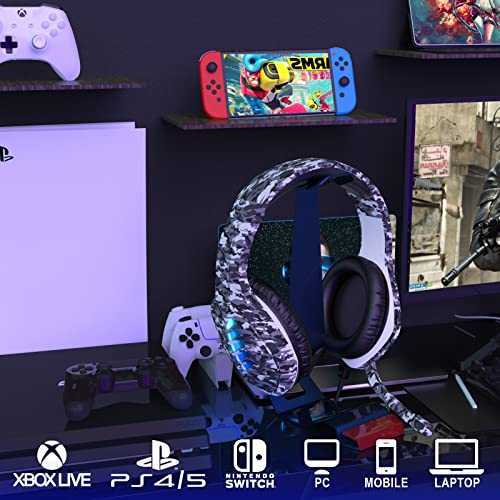 targeal Gaming Headset with Microphone - for PC, PS4, PS5, Switch, Xbox One, Xbox Series X|S - 3.5mm Jack Gamer Headphone with Noise Canceling Mic - Camo