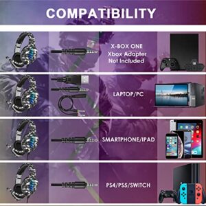 targeal Gaming Headset with Microphone - for PC, PS4, PS5, Switch, Xbox One, Xbox Series X|S - 3.5mm Jack Gamer Headphone with Noise Canceling Mic - Camo