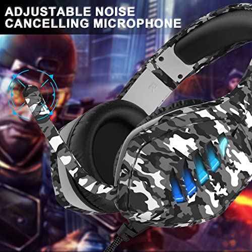 targeal Gaming Headset with Microphone - for PC, PS4, PS5, Switch, Xbox One, Xbox Series X|S - 3.5mm Jack Gamer Headphone with Noise Canceling Mic - Camo