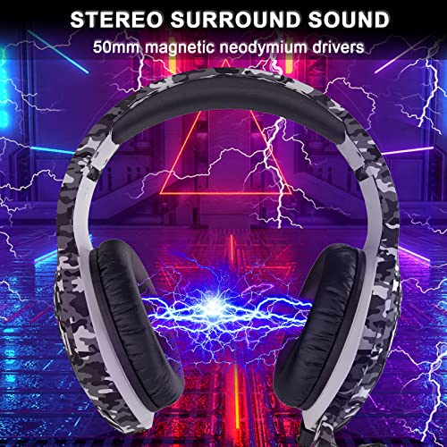 targeal Gaming Headset with Microphone - for PC, PS4, PS5, Switch, Xbox One, Xbox Series X|S - 3.5mm Jack Gamer Headphone with Noise Canceling Mic - Camo