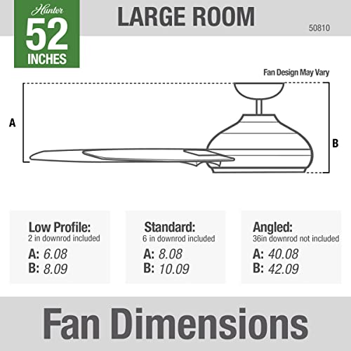 Hunter Fan Company 50810 Presto Ceiling Fan, 52, Matte Black