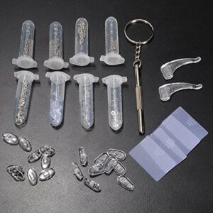 Driak Eyeglass Nose Pads Set and Assorted Tiny Screws Nut Washer with Screwdriver,Eyeglass Repair Kit for Sunglass Spectacles