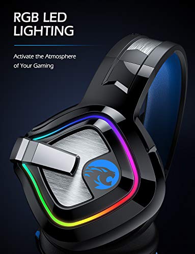 ZIUMIER Gaming Headset PS4 Headset, Xbox One Headset with Noise Canceling Mic and RGB Light, PC Headset with Stereo Surround Sound, Over-Ear Headphones for PC, PS4, PS5, Xbox One, Laptop