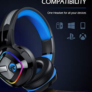 ZIUMIER Gaming Headset PS4 Headset, Xbox One Headset with Noise Canceling Mic and RGB Light, PC Headset with Stereo Surround Sound, Over-Ear Headphones for PC, PS4, PS5, Xbox One, Laptop