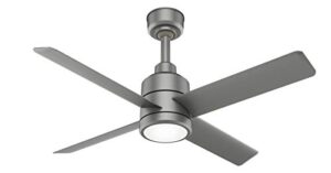 hunter trak indoor / outdoor ceiling fan with led light and wall control, 60", silver