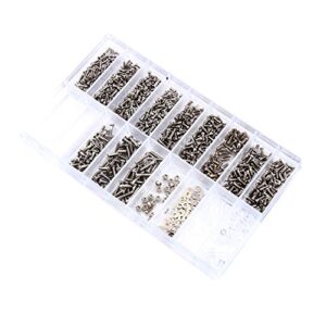 eyeglasses repair kit, with eyeglass sunglass screws in assorted size, 1000pcs stainless steel mini tiny screws for glasses, spectacles,watch and other small electronics repair
