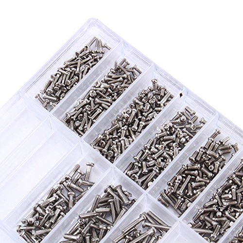 Eyeglasses Repair Kit, with Eyeglass Sunglass Screws in Assorted Size, 1000Pcs Stainless Steel Mini Tiny Screws for Glasses, Spectacles,Watch and Other Small Electronics Repair