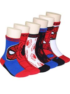 marvel super hero adventures spider-man boys toddler crew socks, 6 pack, multicolor, 5-7 years