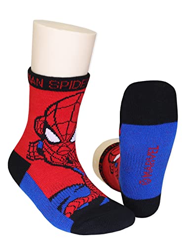 Marvel Super Hero Adventures Spider-Man Boys Toddler Crew Socks, 6 pack, Multicolor, 5-7 Years