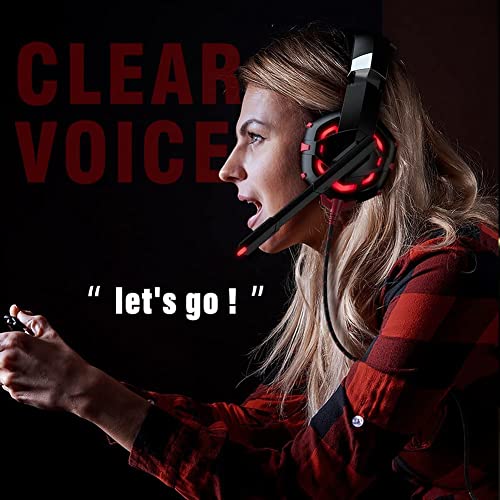 GIZORI Xbox One Headset, PC Gaming Headset with 7.1 Surround Sound Stereo, PS4 Headset with Noise Canceling Mic & LED Light, Compatible with Xbox One, PS4, PS5, PC, Sega Game Gear