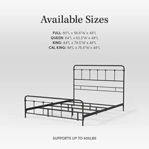 eLuxurySupply SNAP Metal Bed Frame - Carbon Steel with Antique Pewter Finish Folding Bed Frame - Easy Assembly with Headboard and Footboard - Sturdy Steel Construction Bed Base - Queen Size
