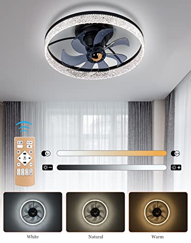 REDSTAR 20" Modern Ceiling Fan with Light, 360° Rotatable, Stepless Adjustable Temp and Brightness, Ceiling Lights with Fan Remote Control