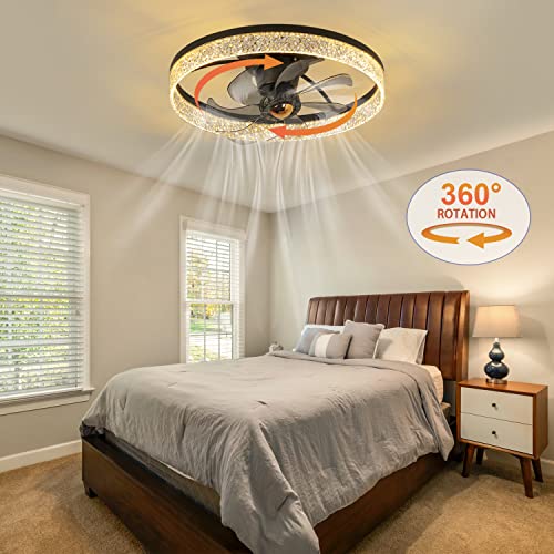 REDSTAR 20" Modern Ceiling Fan with Light, 360° Rotatable, Stepless Adjustable Temp and Brightness, Ceiling Lights with Fan Remote Control