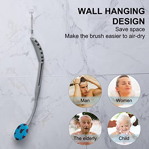 Back Brush Long Handle for Shower, 20.5” Back Bath Brush for Shower, Back Scrubber, Exfoliation and Improved Skin Health for Elderly with Limited Arm Movement, Disabled, Pregnant Women