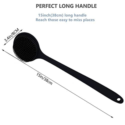 Cinlitek Silicone Body Scrubber, Long Handle Back Scrubber for Shower, Silicone Body Brush Shower Scrubber for Body, Shower Srush Back Brush Body Exfoliator