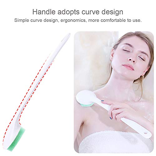 Silicone Body Scrubber Exfoliator, Back Brush Scrubber Long Handle for Shower with Soft Bristles, Shower Brush Scrubber for Body Men and Women, BPA Free, Non-Slip