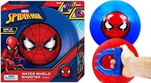 marvel spiderman water squirt gun & shield toys (1 pack) water web shooter avengers water gun soaker with shield for kids & adults small water squirt guns toy. fun toy pool toy spider-6818-1