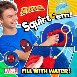 Marvel Spiderman Water Squirt Gun & Shield Toys (1 Pack) Water Web Shooter Avengers Water Gun Soaker with Shield for Kids & Adults Small Water Squirt Guns Toy. Fun Toy Pool Toy Spider-6818-1