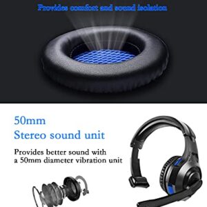 One Ear Gaming Headset for PS5/PS4/Xbox Series S/Xbox Series X, Megadream Wired Online Game Unilateral Headset, 50mm Drivers|Detachable Mic|3.5mm Headphone Jack for Switch Lite, Xbox One, Laptop/Phone