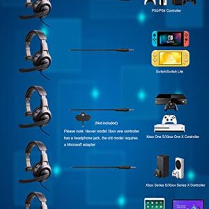 One Ear Gaming Headset for PS5/PS4/Xbox Series S/Xbox Series X, Megadream Wired Online Game Unilateral Headset, 50mm Drivers|Detachable Mic|3.5mm Headphone Jack for Switch Lite, Xbox One, Laptop/Phone