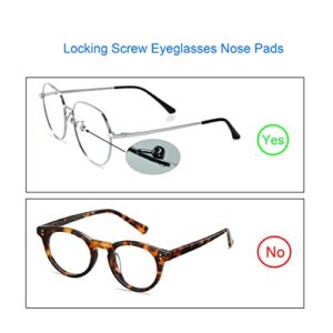 X-SHIYUN Eyeglasses Nose Pads，Titanium Nose Pads， for Metal Frames，Push in Repair Kit with Screws and Nose Pads for Glasses Anti Slip(Silvery 2 Pairs)